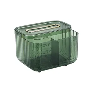 도매 간단한 현대 플라스틱 데스크탑 냅킨 홀더 투명 티슈 상자 장식 거실 티슈 상자
