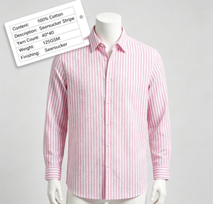 Tessuto per Camicie Casual OEM 100% Cotone Tinto in Filo 40S Seersucker a Righe per <span class=keywords><strong>Uomo</strong></span>, Donna e Ragazzo - Product Image 4