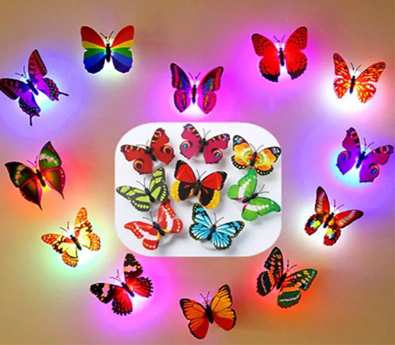SD140 H-Stil zufallende Farbe Schmetterling-Wandaufkleber LED-Nachtlicht Schmetterlinge Dekor