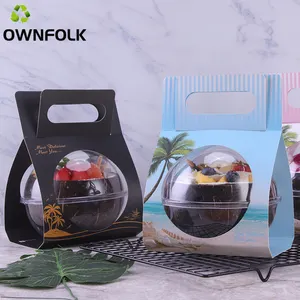 OWNFOLK Großhandel beliebte klare Kunststoff Obst Keksdose Verpackungs behälter anpassbare Kuchen boxen