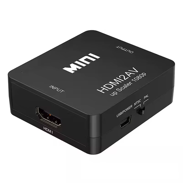High Quality Mini Black  to AV Converter Adapter 1080p CVBS Composite Video Audio Splitters and Converters