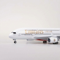 Maquette d'avion en résine Airbus A380 Emirates Qantas 37 cm avec éclairage LED et son, à poser sur le bureau, objet de collection, cadeau aviation