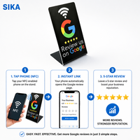 Support de carte NFC en PVC blanc imperméable avec impression personnalisée de code QR pour avis Google, support d'affichage de menu pour avis sur les réseaux sociaux