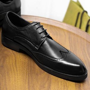 Chaussures Oxford pour hommes en cuir véritable, faites à la main, de haute qualité, respirantes, pour mariage, fête, bureau, chaussures décontractées pour hommes - Product Image 3