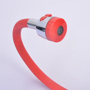 Robinet <span class=keywords><strong>mitigeur</strong></span> <span class=keywords><strong>eau</strong></span> chaude et froide 8 pouces en plastique à double poignée, à double trou, à montage sur comptoir, avec cartouche céramique, rouge, économiseur sanitaire - Product Image 3