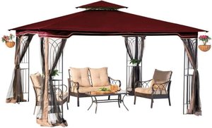 Soffitto di ricambio per padiglione da giardino esterno impermeabile, rosso vino con prese d'aria, sostituire il gazebo per terrazza capannone - Product Image 4