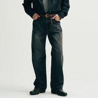 Nouveau design 2026 – Jean baggy droit noir en denim pour homme, idéal pour un usage quotidien décontracté – Jean taille haute à jambe droite pour homme