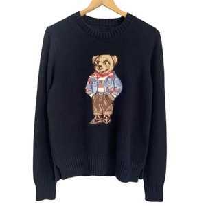 <span class=keywords><strong>Pull</strong></span> en coton brodé avec un petit ours mignon, nouvelle collection automne-hiver, vêtements d'extérieur en tricot pour femmes, style preppy tendance - Product Image 1
