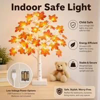Lumière LED d'arbre en plastique à feuilles de bouleau 24L, double usage, alimentée par piles, éclairage intérieur avec indice de protection IP44 pour Pâques