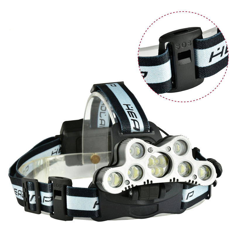 Самый мощный фонарь 5000 лм, налобный фонарь с 9 светодиодами, супер яркий, 7 режимов, перезаряжаемый через USB, фара дальнего действия с сигналом SOS