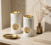 Brûleur d'huiles essentielles moderne en marbre, chauffe-cire et diffuseur d'aromathérapie avec fonction de fusion de parfum pour la décoration intérieure