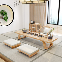 Ensemble de table à thé en bois massif de style japonais, support à thé Zen Tatami, table à thé multifonctionnelle pour salon et salle de thé à domicile