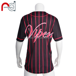 Magliette da Baseball Personalizzate <span class=keywords><strong>a</strong></span> <span class=keywords><strong>Righe</strong></span> Nere e <span class=keywords><strong>Rosse</strong></span>, Uniformi da Allenamento all'Ingrosso - Product Image 3