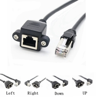 Cable RJ45 8P8C Macho a Hembra, Montaje en Panel con Tornillos, Cable de Extensión Ethernet LAN en Ángulo Recto o Izquierdo de 90 Grados, 0.3m 0.6m 1m