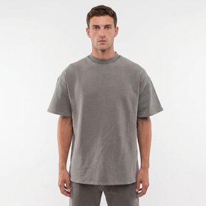 T-shirt surdimensionné pour homme imprimé sur mesure, 100 % coton, tissu épais, logo sérigraphié sur le devant, manches courtes, respirant - Product Image 1