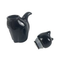 Upclay Distributeurs en forme de chat japonais en céramique porcelaine personnalisés pour bouteille de sauce soja pour chat Pot noir
