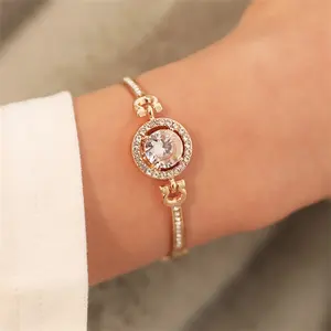 Pulseira de ouro rosa dourado, nova personalidade nobre strass pingente pulseira