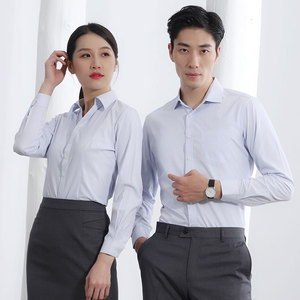 Camicia estiva di nuovo arrivo in cotone massiccio in poliestere a maniche lunghe Chemise per camicie da uomo uniformi formali camicie da ufficio - Product Image 5
