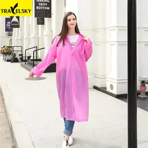 2022 Travelsky تكلفة-فعالة أزياء الرجال إمرأة طويل ملابس ضد المطر شفافة للماء معطف واقي من المطر