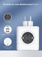 Toma de corriente de cubo con 2 enchufes USB y 4 salidas Toma de pared de 16A con interruptor Estándar alemán CE & ROHS Viaje portátil