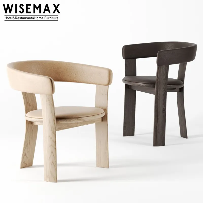 بيع بالجملة أثاث WISEMAX كراسي غرفة الطعام من جلد المايكروفايبر الخشبي الاسكندنافي