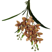 Fait à la main à l'aspect naturel artificielle Phalaenopsis orchidée plante 10 têtes Cymbidium Hookerianum fleur branche noël dos école