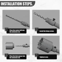 Kit de 11 scies cloches pour béton avec tige SDS Plus, ensemble de coupe-trous pour murs, pour perçage de tuyaux de climatisation