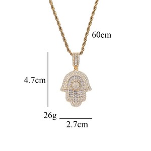 <span class=keywords><strong>Collana</strong></span> Hip-Hop <span class=keywords><strong>con</strong></span> Pendente <span class=keywords><strong>Mano</strong></span> <span class=keywords><strong>di</strong></span> <span class=keywords><strong>Fatima</strong></span> in Rame Intarsiato <span class=keywords><strong>con</strong></span> Zirconi, Gioiello alla Moda - Product Image 4