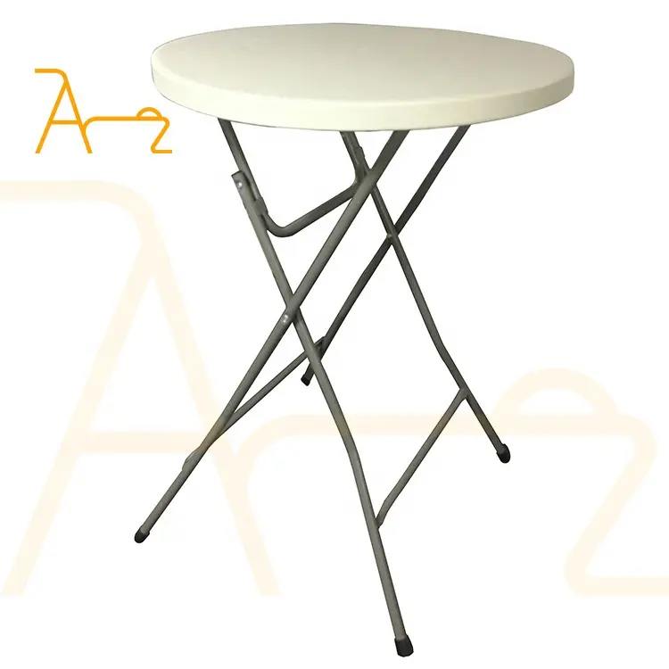 Factory wholesale outdoor portable dia 60cm 80cm white round plastic hotel folding table party bar cocktail tables