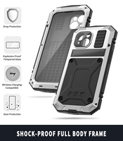 Étui de téléphone portable de luxe en alliage métallique mat antichoc avec protection d'appareil photo, protection d'écran, étanche et compatible avec la charge sans fil