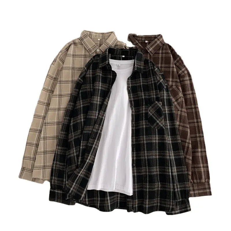 Plaid Womens Long Sleeve Female Shirts Casual Print Loose Checked Lady Shirt Outwear Spring News 2022 top