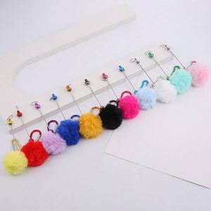 Porte-clés en peluche à boule de fourrure écologique, nouveau style, directement de l'usine, avec perles, cadeaux pour enfants, promotion étudiante - Product Image 2