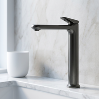 Robinet mitigeur haut de gamme gris bronze en laiton, monocommande, à poser sur comptoir, pour eau chaude et froide, pour lavabo de salle de bain