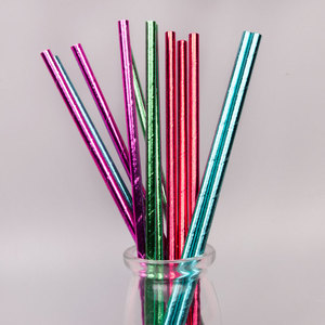 25 pailles en papier biodégradables jetables, pailles en papier couchées et dorées colorées, pâtisseries de fête, pailles décoratives pour boissons - Product Image 1