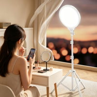 Lampe annulaire LED de 36 cm à panneau complet, lumière d'appoint de beauté, support de bureau réglable, pour photographie, diffusion en direct et maquillage