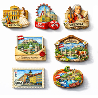Aimant de réfrigérateur souvenir d'Autriche en résine personnalisée, Vienne, Salzbourg, Graz, aimant de réfrigérateur 3D en résine, cadeau touristique
