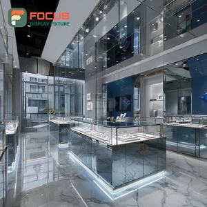 Système d'affichage de bijoux moderne pour magasin, vitrine à cadre métallique pour bijouterie de marque - Product Image 1
