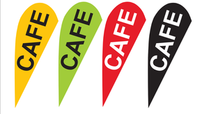 2025 Mới Duy Nhất In Ấn Hai Mặt 2M 7ft <span class=keywords><strong>3M</strong></span> 10ft 4M C12ft Mở Bán Cafe Cà Phê Thực Phẩm Tùy Chỉnh Lông Lưỡi Giọt Giọt Bãi Biển Cờ - Product Image 3