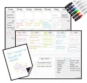 Calendrier mensuel magnétique effaçable à sec, montage sans adhésif, tableau blanc hebdomadaire, parfait pour la liste des tâches ménagiques en famille - Product Image 1
