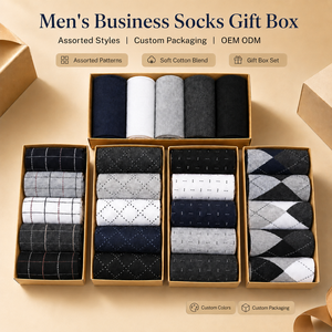 Wholesale 5 Pairs Plain Argyle Office <strong>Socks</strong> Gift <strong>Set</strong> Formal Business Men's Dress Crew <strong>Socks</strong> With Box - Product Image 1