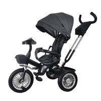 Tricycle poussette premium pour bébé, cadre en alliage d'aluminium, barre de poussée réglable, auvent pliable, harnais de sécurité, options multicolores