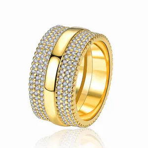 Оптовая Продажа Мода Американский золото покрытие, нанесенное осаждением паров кольца с бриллиантами из 18-ти кратного желтого золота кольца для женщин ювелирные изделия