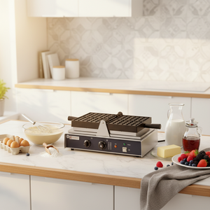 Gaufrier électrique mini certifié CE Baishida avec moule à grille carrée classique, puissance 1,6 kW, 2 gaufres par lot, pour usage domestique et hôtelier - Product Image 5