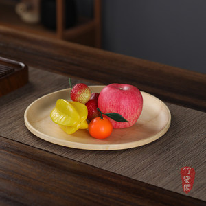 Bamboo Fruit Plate Handmade Round <b>Snack</b> <b>Tray</b> For Dried Fruits Tea Set Storage Unfinished Wooden Pattern YY0886 - Product Image 4