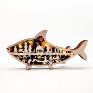 Décoration d'intérieur à succès, œuvre d'art lumineuse LED 3D, ornements de poisson de la famille <span class=keywords><strong>des</strong></span> animaux, formes en <span class=keywords><strong>bois</strong></span>, artisanat - Product Image 2