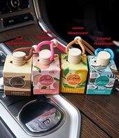 Mini diffuseur de voiture suspendu en verre moderne, motif fruits, emballage carton de lait, bouchon en bois naturel, désodorisant longue durée, pendentif
