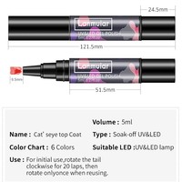 Stylo gel pour nail art à effet œil de chat, 6 couleurs, paillettes, pour manucure, volume 5 ml, usage professionnel