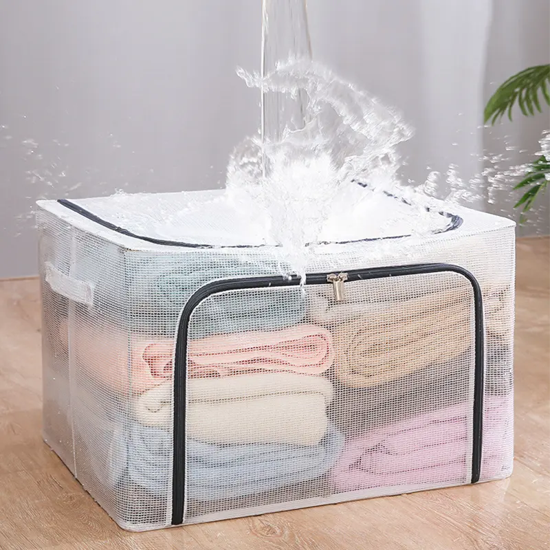 Waterproof nylon storage box thickened transparent storage case fabric folding storage and finishing box toys clothes organizer