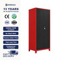 Armoire de rangement haute en acier rouge et noir avec serrure intelligente pour garage, espace de stationnement, sous-sol et utilitaire