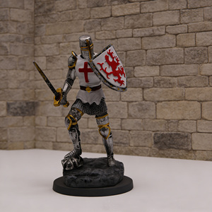 Figuras de Caballeros Templarios Medievales Pintadas a Mano, Artesanía en Resina, Estatuas de Guerreros Cruzados con Espadas y Escudos, Escultura Coleccionable - Product Image 6